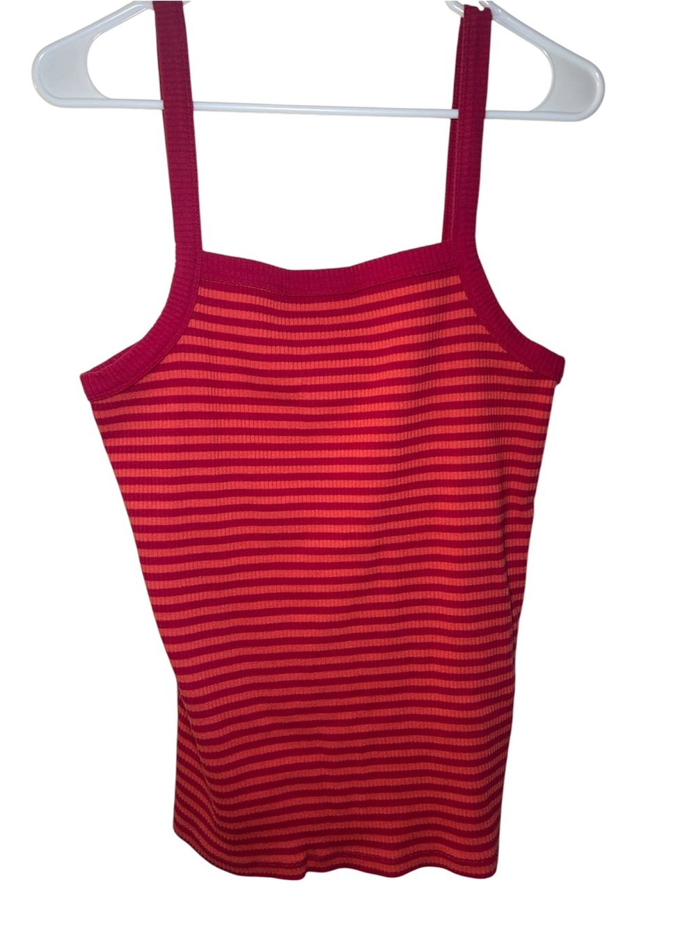 Old Navy Striped Ribbed Tank Top Pink Orange Bright Beachy Girlie Light Large
